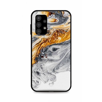 Zadný pevný kryt LUXURY na Samsung A13 Marble šedo-zlatý