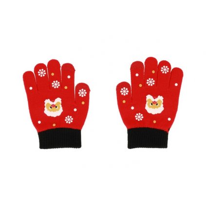 Detské dotykové rukavice pre mobilný telefón Santa Claus červené