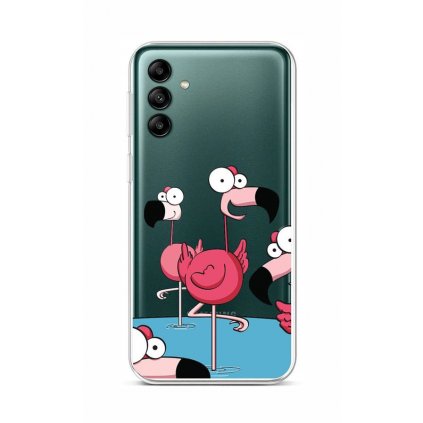 Zadný kryt na Samsung A04s Cartoon Flamingos