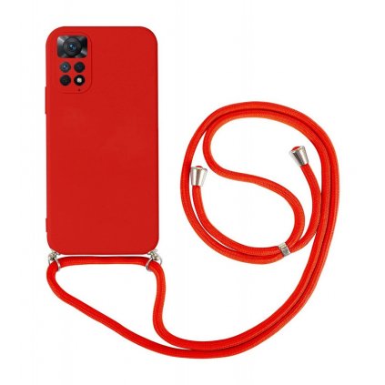 Zadný kryt na Xiaomi Redmi Note 11 Pro červený so šnúrkou