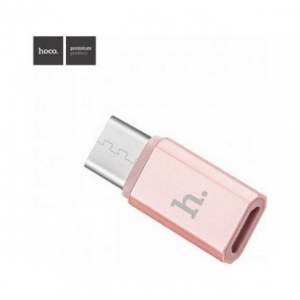 Adaptér HOCO USB-C - microUSB ružový