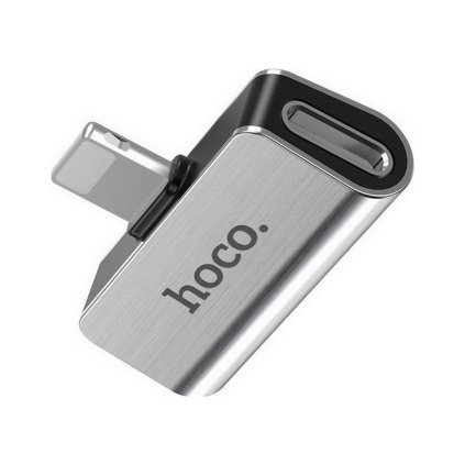 Adaptér audio HOCO LS24 dual Lightning strieborný