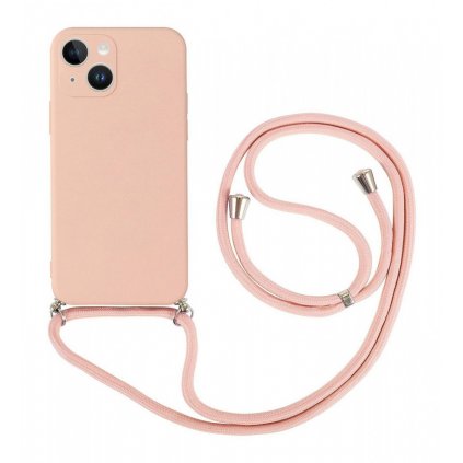 Zadný kryt na iPhone 14 Plus ružový so šnúrkou