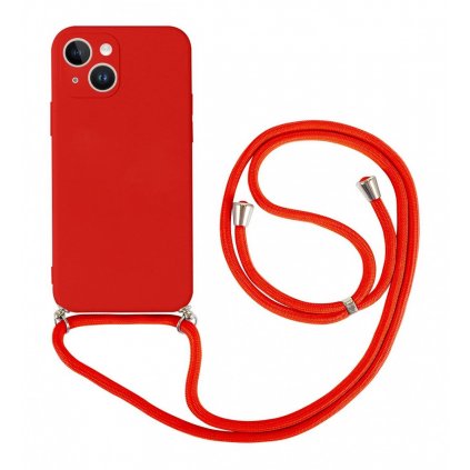 Zadný kryt na iPhone 14 Plus červený so šnúrkou