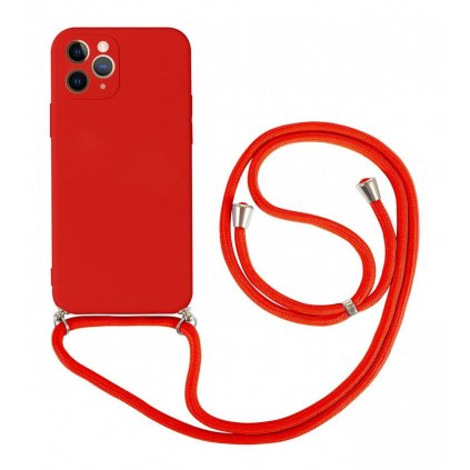 Zadný kryt na iPhone 11 Pro červený so šnúrkou
