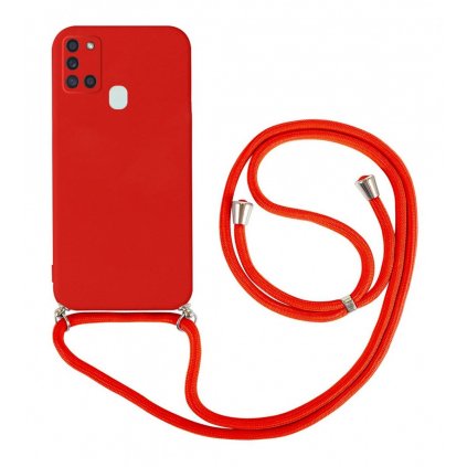 Zadný kryt na Samsung A21s červený so šnúrkou