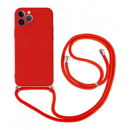 Zadný kryt na iPhone 13 Pro červený so šnúrkou
