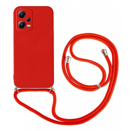Zadný kryt na Xiaomi Redmi Note 12 5G červený so šnúrkou
