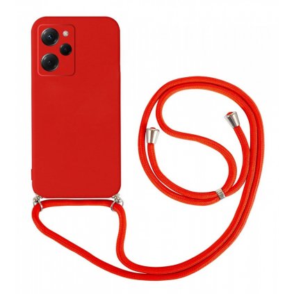 Zadný kryt na Xiaomi Poco X5 Pro 5G červený so šnúrkou