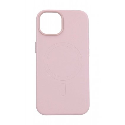 Zadný pevný kryt Leather MagSafe na iPhone 14 ružový