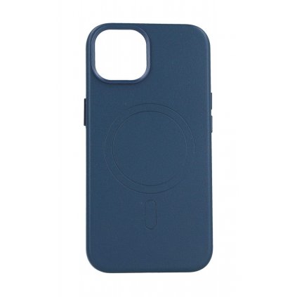 Zadný pevný kryt Leather MagSafe na iPhone 14 modrý