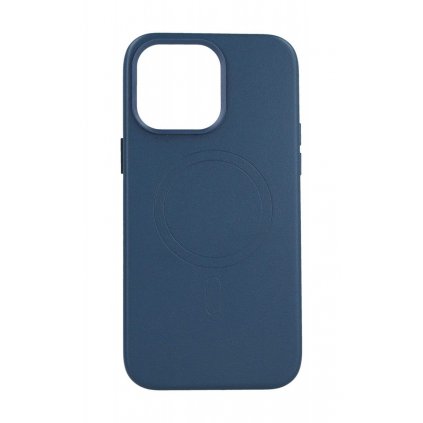 Zadný pevný kryt Leather MagSafe na iPhone 14 Pro Max modrý