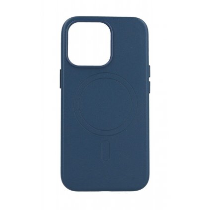 Zadný pevný kryt Leather MagSafe na iPhone 13 Pro modrý