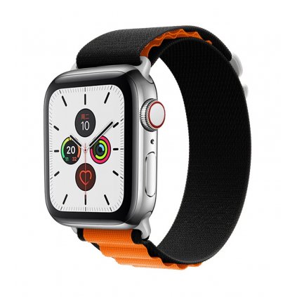 Textilný remienok Wavy pre Apple Watch 42-44-45-49 mm čierno-oranžový