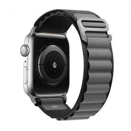 Textilný remienok Wavy pre Apple Watch 42-44-45-49 mm čierno-sivý