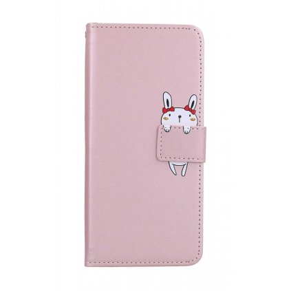 Flipové puzdro na Xiaomi Redmi Note 12 Pro 5G ružové s králičkom