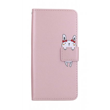 Flipové puzdro na Xiaomi Redmi Note 12 Pro+ 5G ružové s králičkom
