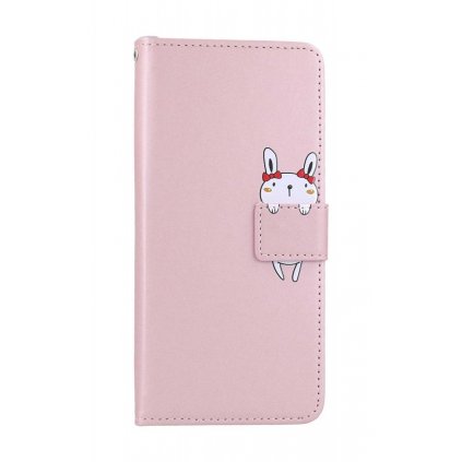 Flipové puzdro na Xiaomi Redmi Note 12 5G ružové s králičkom