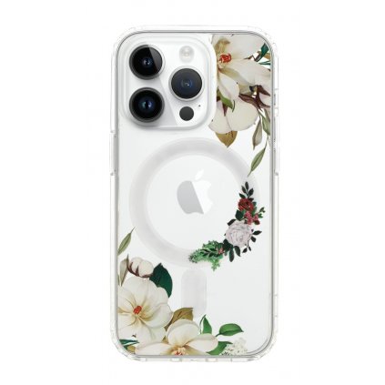 Zadný kryt Flower na iPhone 13 Pro MagSafe s bielymi kvetmi