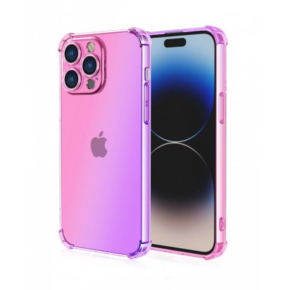 Zadný kryt na iPhone 15 Pro Max Shock dúhový ružovo-fialový