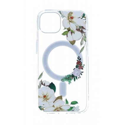 Zadný kryt Flower na iPhone 12 MagSafe s bielymi kvetmi