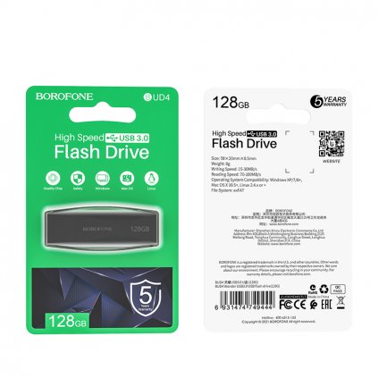 Flash disk Borofone BUD4 USB 3.0 128GB čierny