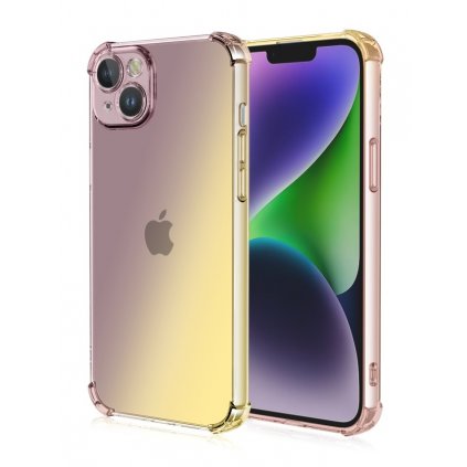 Zadný kryt na iPhone 13 Shock dúhový purpurovo-žltý