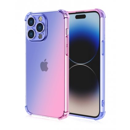 Zadný kryt na iPhone 14 Pro Shock dúhový modro-ružový
