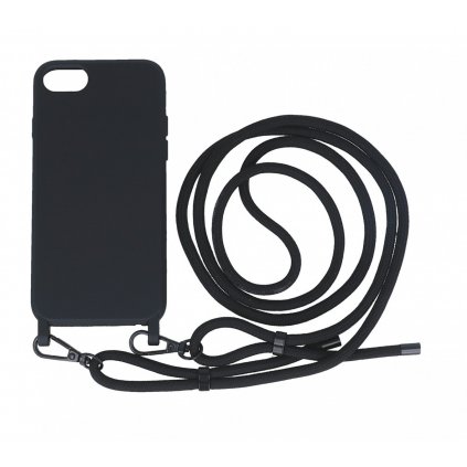 Zadný kryt Simple na iPhone SE 2020 čierny so šnúrkou
