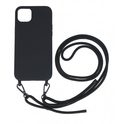Zadný kryt Simple na iPhone 15 Plus čierny so šnúrkou