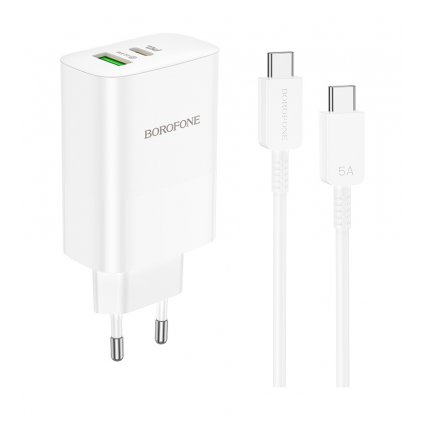 Borofone BN10 Sunlight rýchlonabíjačka vrátane dátového kábla USB-C biela 65W