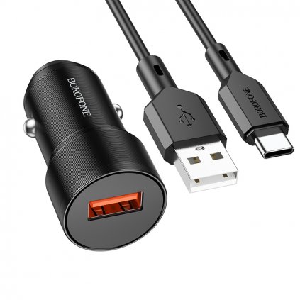 Rýchlonabíjačka do auta Borofone BZ19A s káblom USB-C 18W čierna