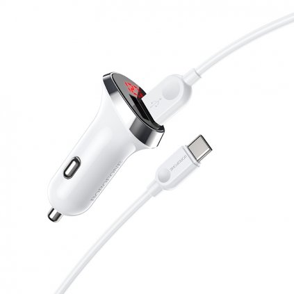 Nabíjačka do auta Borofone BZ15 s káblom USB-C Dual White