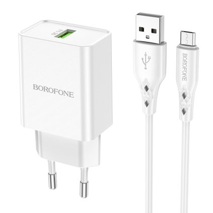 Borofone BN5 Rýchlonabíjačka Sunlight vrátane dátového kábla microUSB 18W biela