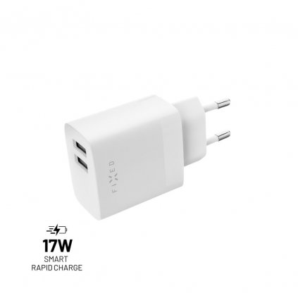 Sieťová nabíjačka FIXED s výstupom 2xUSB 17W Smart Rapid Charge biela