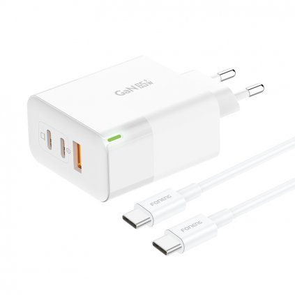 Rýchlonabíjačka Foneng GAN65 GaN - USB + 2xType C - s konektorom typu C na typ C 65W biela