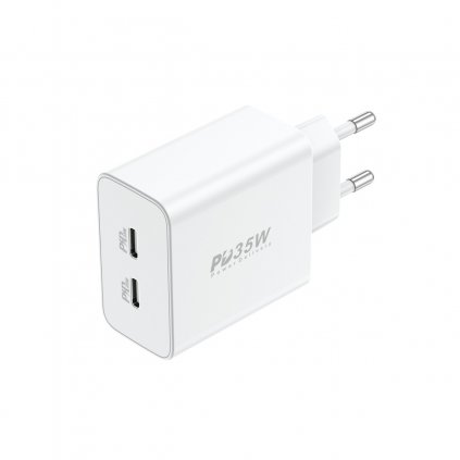 Adaptér Foneng EU50 - 2xTyp C - PD 35W 3A biely