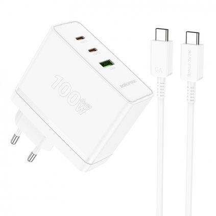 Borofone BN11 rýchlonabíjačka vrátane dátového kábla USB-C 100W biela