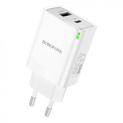 Adaptér Borofone BN16 s funkciou rýchleho nabíjania 45W Dual white