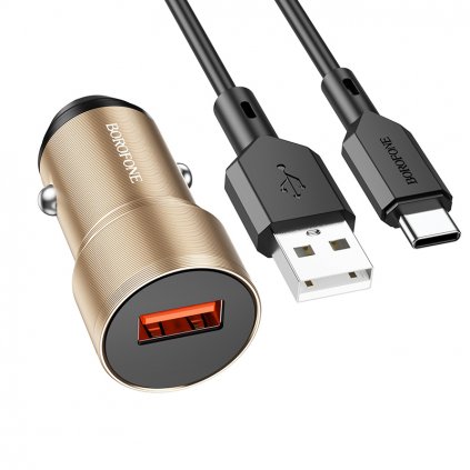 Rýchlonabíjačka do auta Borofone BZ19A s káblom USB-C 18W zlatý