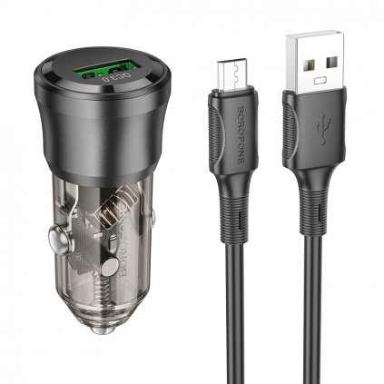 Borofone BZ23 rýchlonabíjačka do auta vrátane dátového kábla micro-USB 18 W čierna