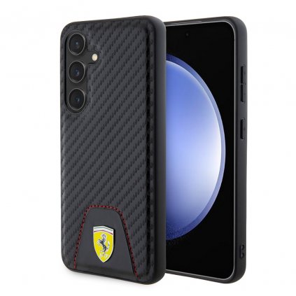 Zadný kryt Ferrari PU Leather Bottom Carbon pre Samsung Galaxy S24 Black