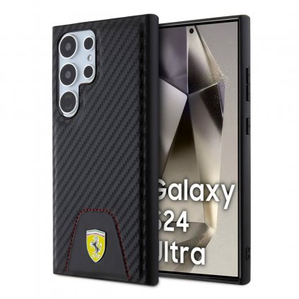 Zadný kryt Ferrari PU Leather Bottom Carbon pre Samsung Galaxy S24 Ultra Black