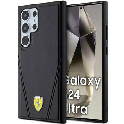 Zadný kryt FERRARI Hot Stamp V Lines MagSafe FEHMS24LP3BAK pre Samsung Galaxy S24 Ultra Black