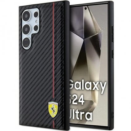 Zadný kryt FERRARI Carbon Printed Line FEHCS24LN3DUR pre Samsung Galaxy S24 Ultra Black