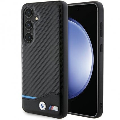 Zadný kryt BMW Leather Carbon BMHCS24S22NBCK pre Samsung Galaxy S24 Black