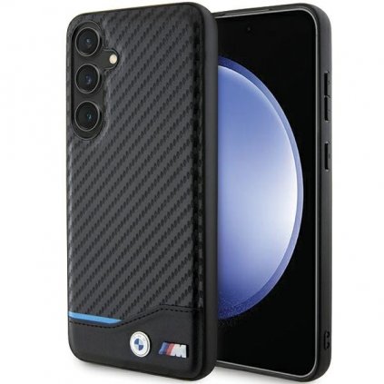 Zadný kryt BMW Leather Carbon BMHCS24M22NBCK pre Samsung Galaxy S24 Plus Black