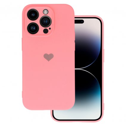 Vennus Silikónové puzdro so srdiečkom pre Iphone 14 Pro Max design 1 ružové