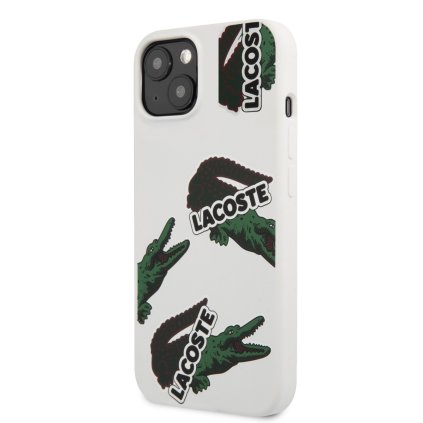 Zadný kryt Lacoste Liquid Silicone Allover Pattern pre iPhone 13 White