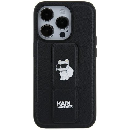 Zadný kryt  KARL LAGERFELD Gripstand Saffiano Choupette Pins KLHCN61GSACHPK pre Iphone 11/ Xr Black